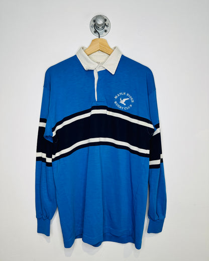 Vintage 1990s Maple Ridge Rugby Club Blue Acrylic Long Sleeve Shirt