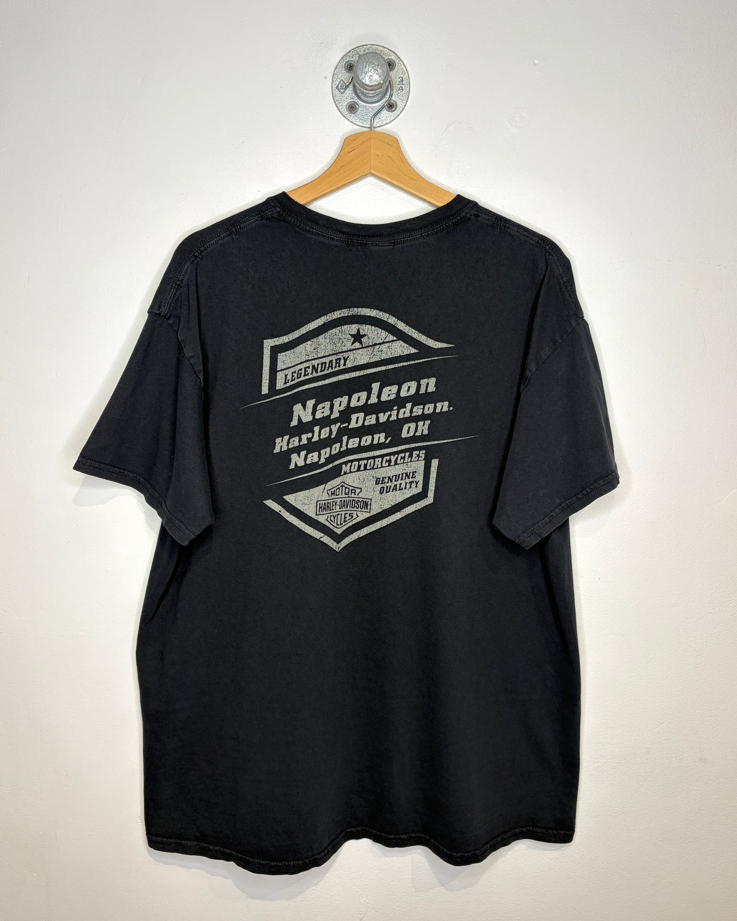 Harley Davidson Napoleon Faded Black Pocket Tee Shirt