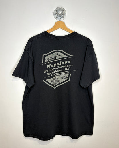 Harley Davidson Napoleon Faded Black Pocket Tee Shirt