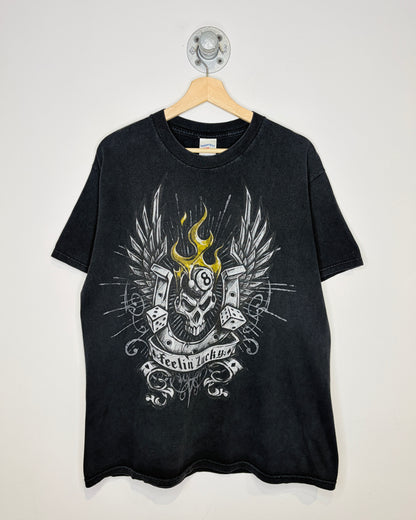 Vintage 2000s “Feelin’ Lucky” Faded Black Tee Shirt