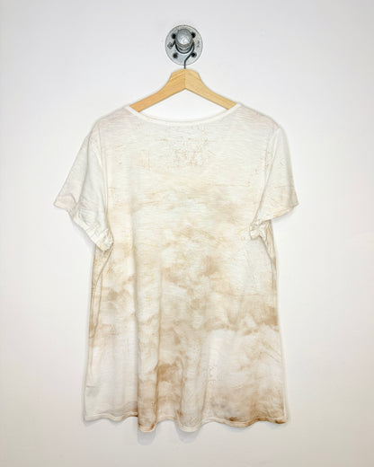 Vintage Women’s Y2K Paris France AOP White V-Neck Shirt