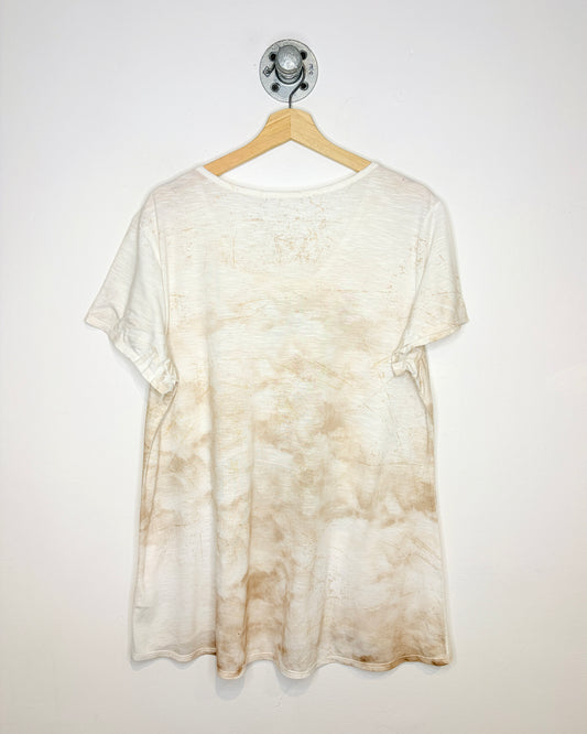 Vintage Women’s Y2K Paris France AOP White V-Neck Shirt