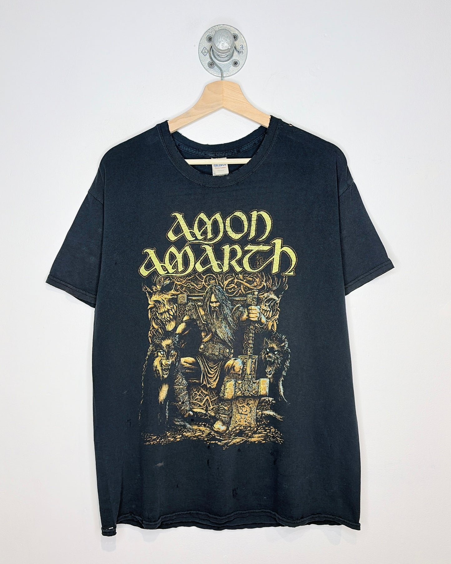 2000s Amon Amarth Distressed Black Tee Shirt