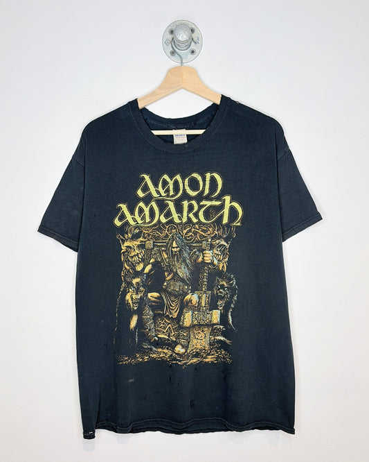 2000s Amon Amarth Distressed Black Tee Shirt