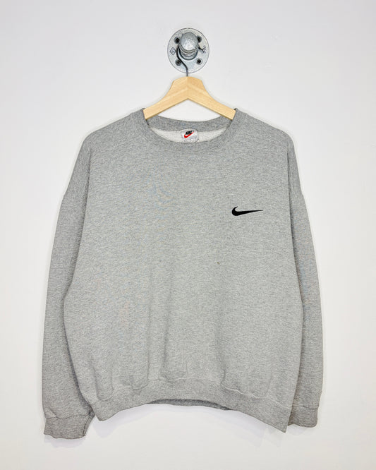 Vintage 90s Boxy Nike Swoosh Grey Crewneck Sweatshirt