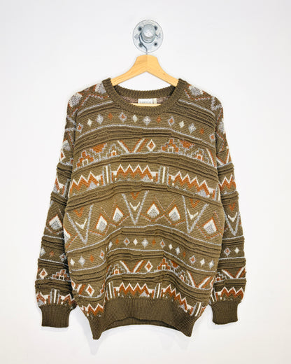 Vintage 90s Italian Made Chunky Green Knit Sweater