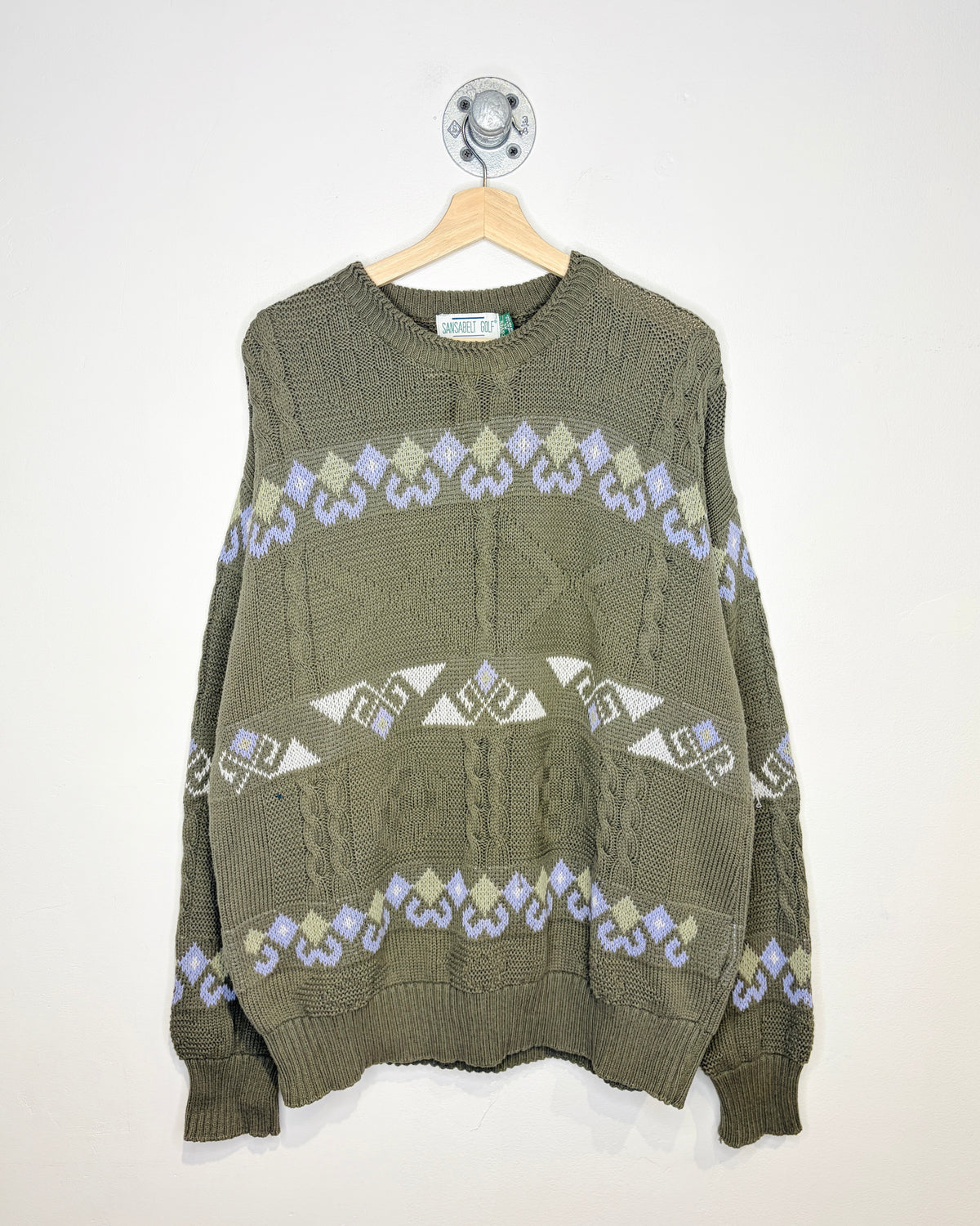 Vintage 90s Sansabelt Golf Earth Tone Cable Knit Sweater