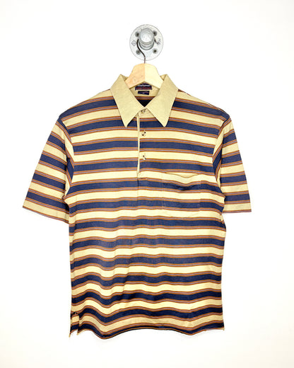 Vintage 90s Jack Nicholas Striped Tan Polo Shirt