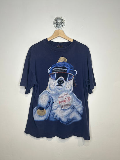 Vintage 1990s Coca-Cola Polar Bear Navy Distressed Tee Shirt