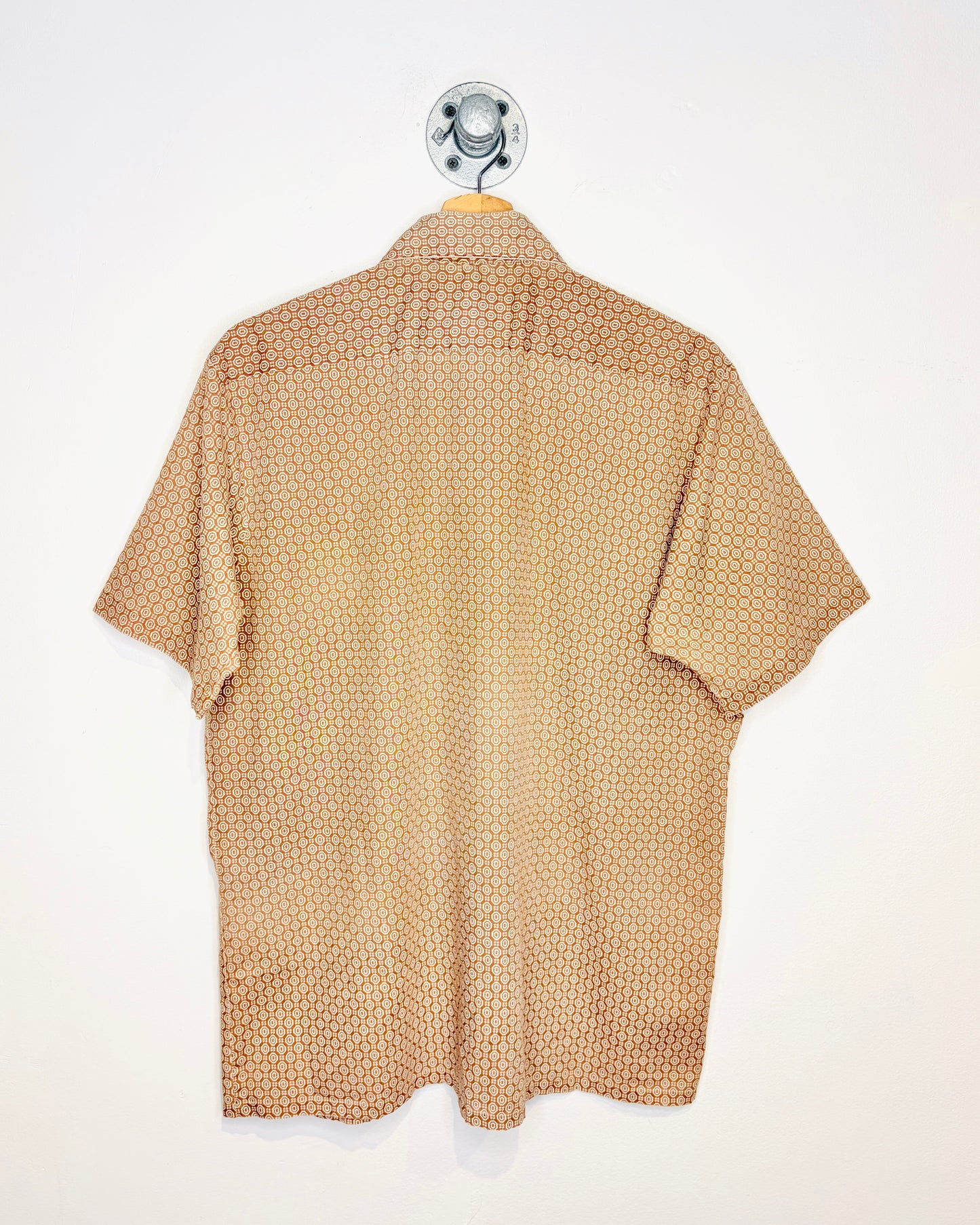 Vintage 70s Earth Tone Patterned Short Sleeve Button Up Shirt