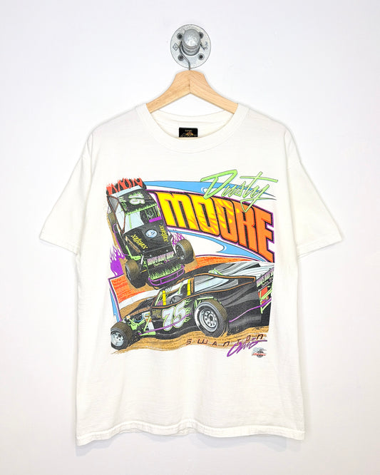 Vintage 2000s Dusty Moore Racing White Tee Shirt