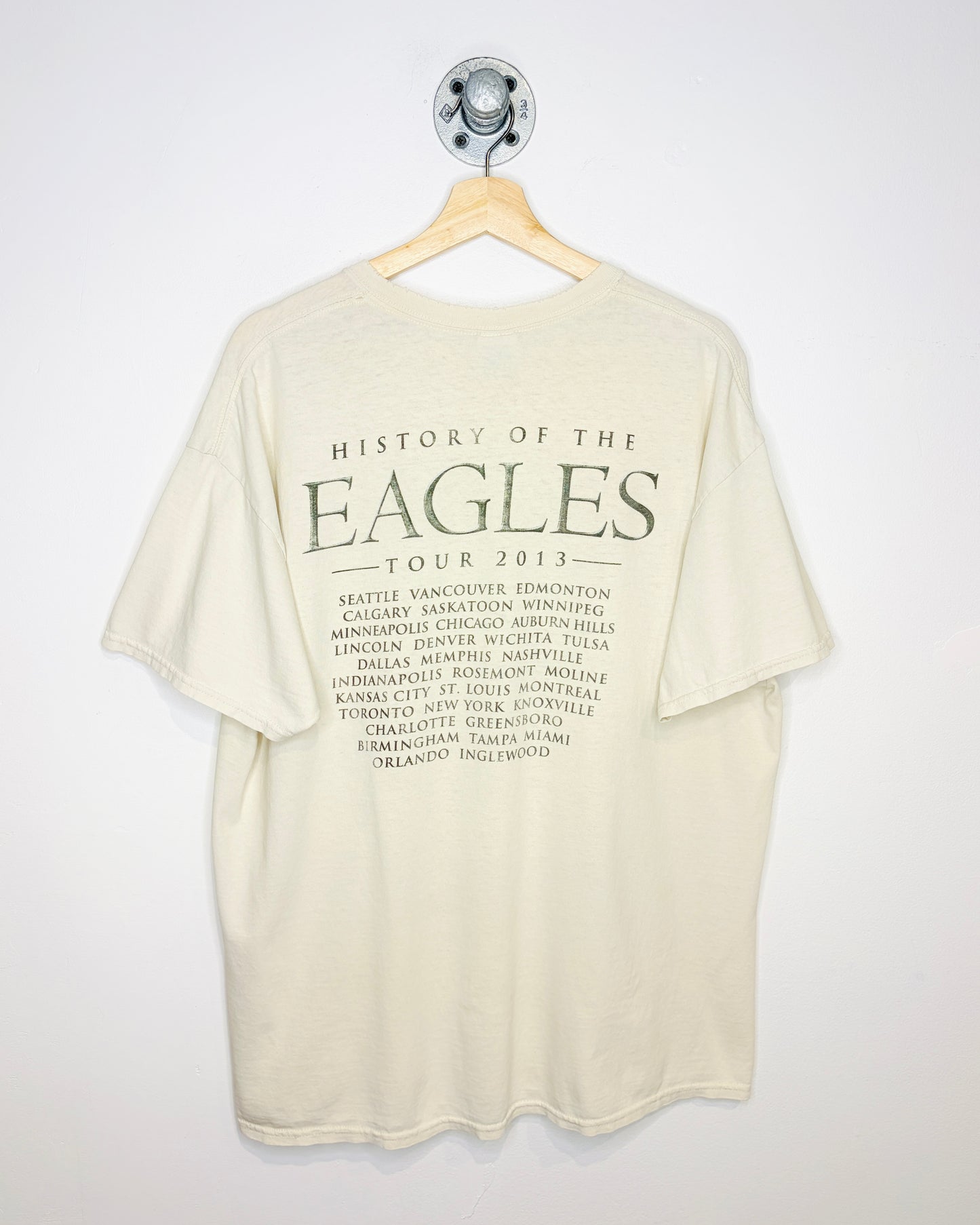 2013 Eagles Beige Distressed North American Tour Tee Shirt