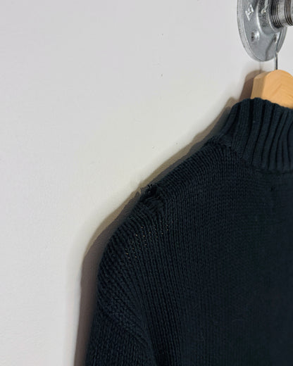 2000s Chaps Ralph Lauren Black Striped 1/4 Zip Sweater