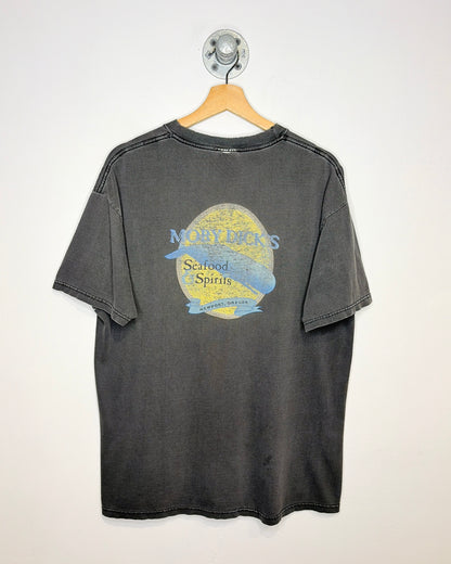 Vintage Distressed “Moby Dick’s” Faded Black Tee Shirt