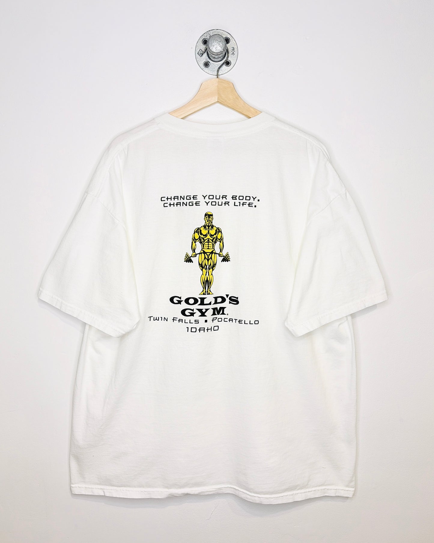 Vintage 90s Gold’s Gym Twin Falls Pocatello White Tee Shirt