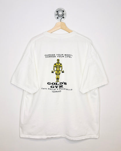 Vintage 90s Gold’s Gym Twin Falls Pocatello White Tee Shirt