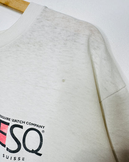 Vintage 1980s Esquire Watch Company White Tee Shirt