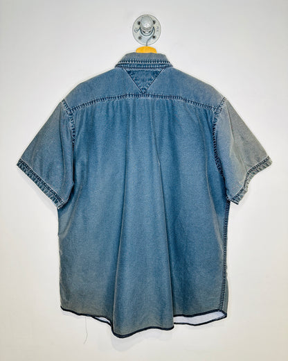 Vintage 1990s Tommy Hilfiger Short Sleeve Two Pocket Cotton Button Up