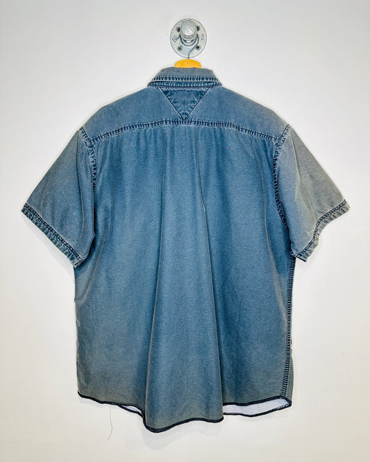 Vintage 1990s Tommy Hilfiger Short Sleeve Two Pocket Cotton Button Up