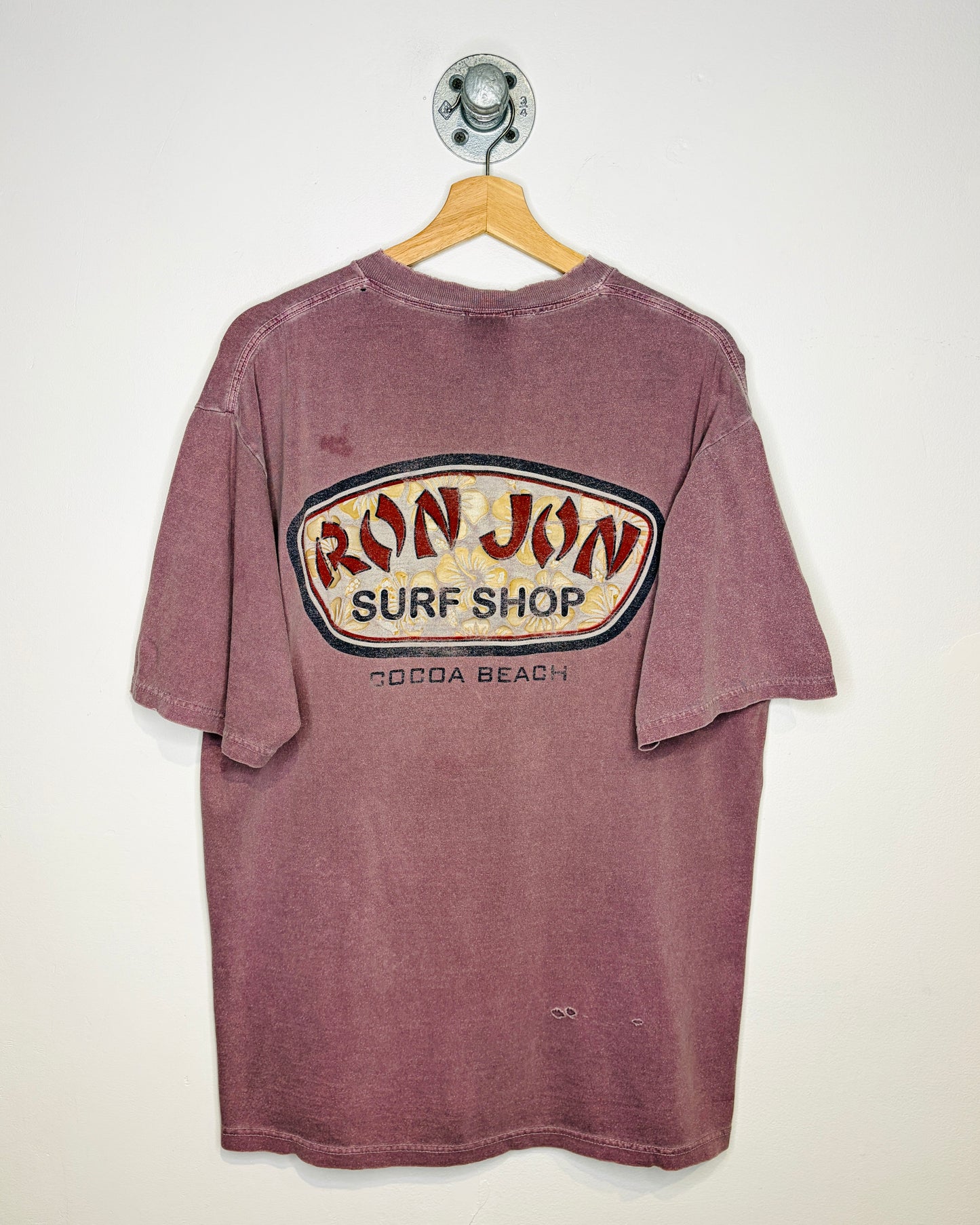 Vintage 90s Ron Jon Surf Shop Cocoa Beach Faded Red Tee Shirt