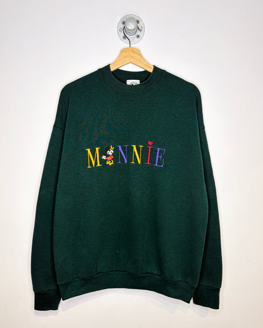 Vintage 90s Disney Minnie Mouse Forest Green Crewneck Sweatshirt