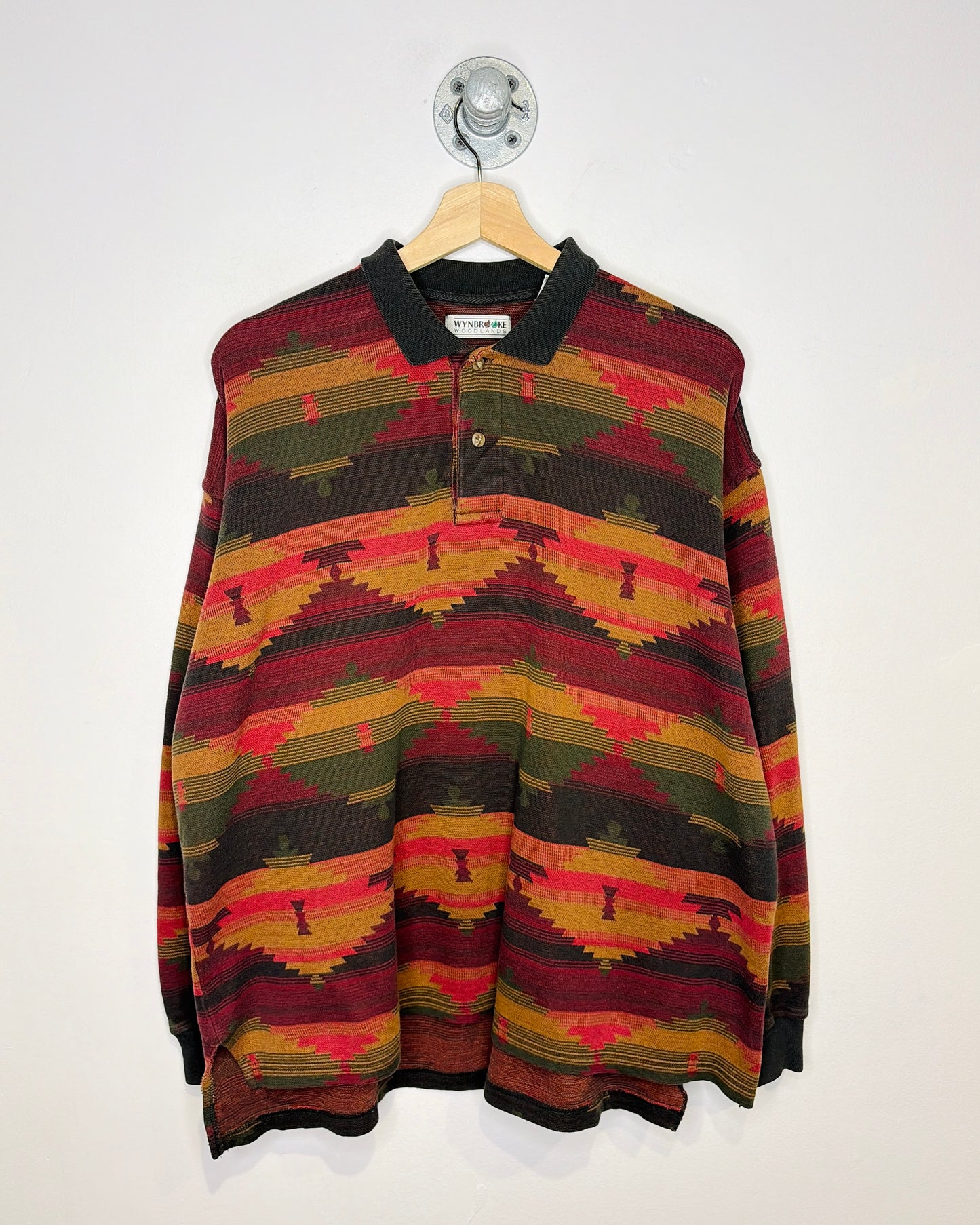 Vintage 90s Wynbrooke Woodlands Aztec Pattern Collared Longsleeve Shirt