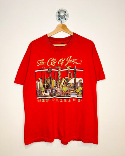 Vintage 1987 New Orleans City Of Jazz Red Tee Shirt
