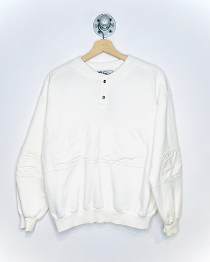 Vintage 1980s Two-Button White Crewneck Sweatshirt