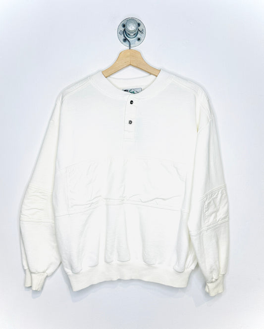 Vintage 1980s Two-Button White Crewneck Sweatshirt