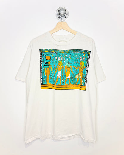 Vintage 90s Wildwood Productions Distressed White Tee Shirt