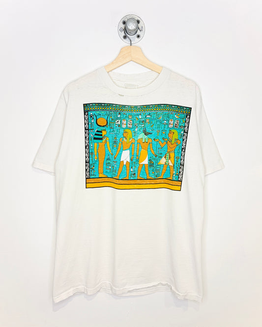 Vintage 90s Wildwood Productions Distressed White Tee Shirt