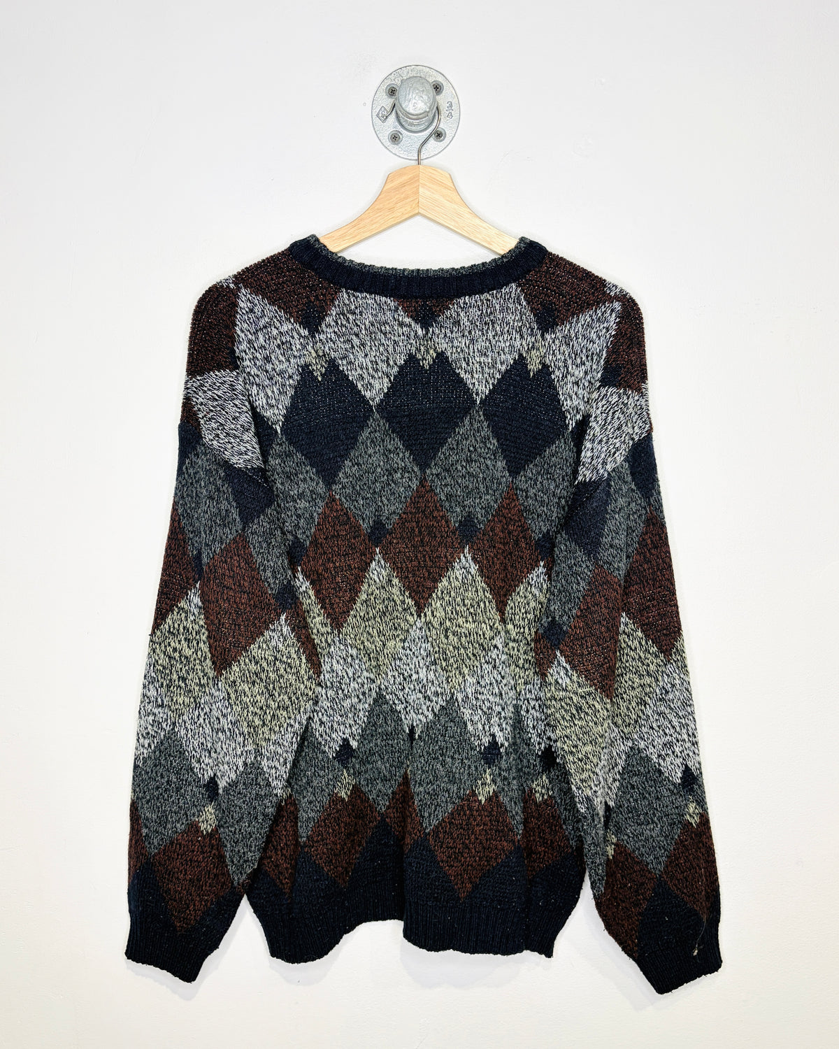 Vintage 90s Puritan Argyle Print Black Sweater