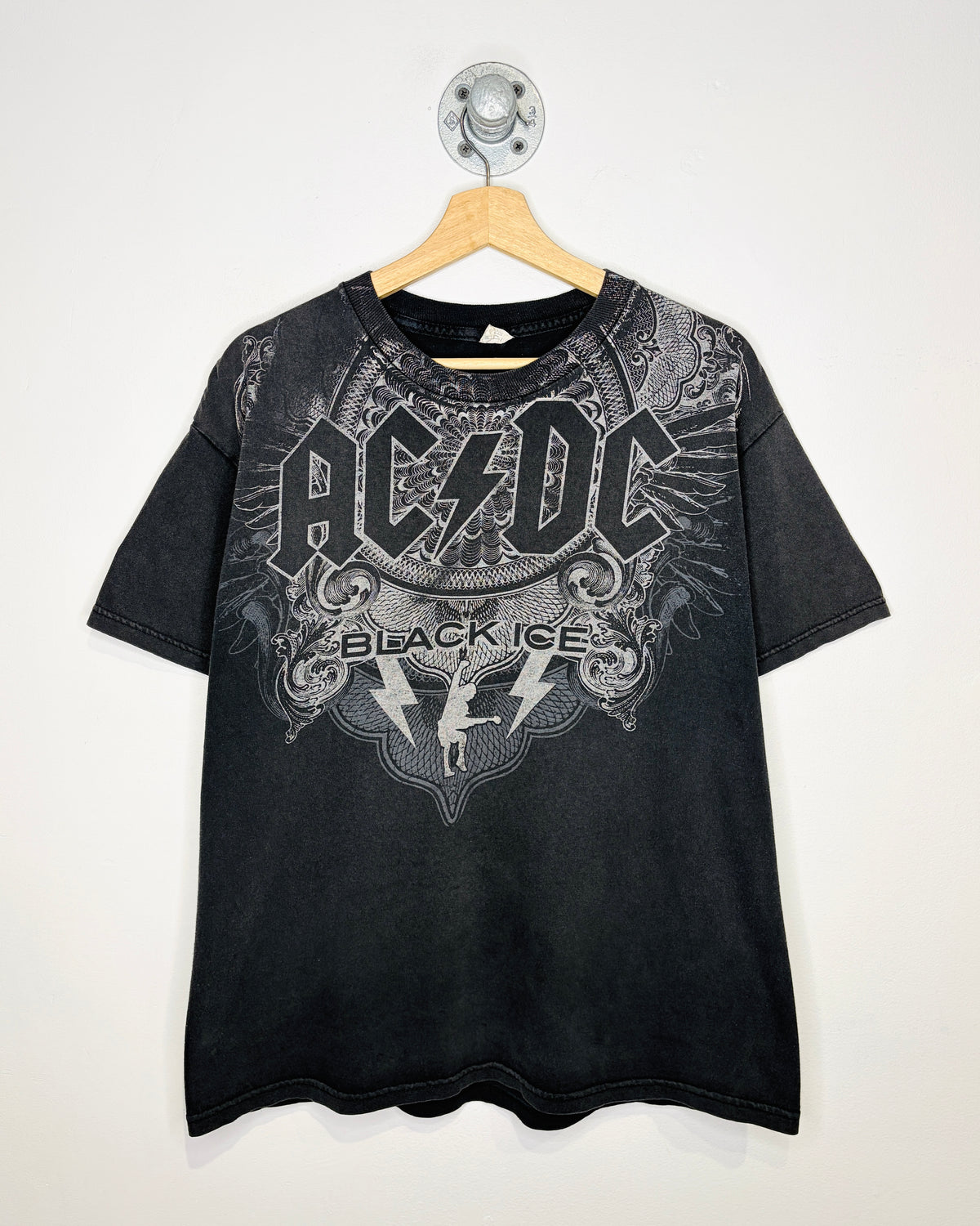 2000s AC/DC Black Ice Faded Black Tee Shirt