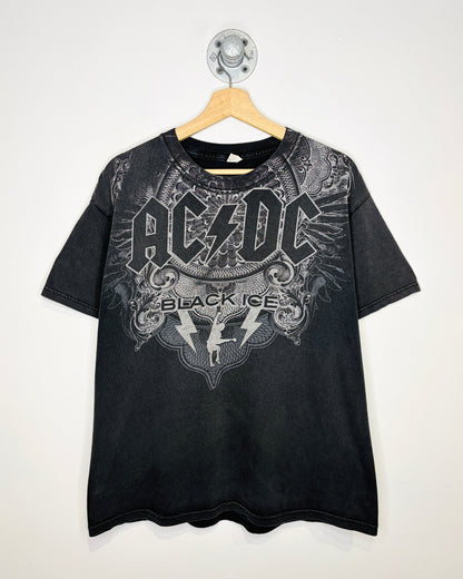 2000s AC/DC Black Ice Faded Black Tee Shirt