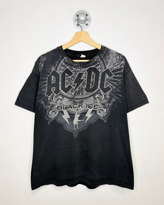 2000s AC/DC Black Ice Faded Black Tee Shirt