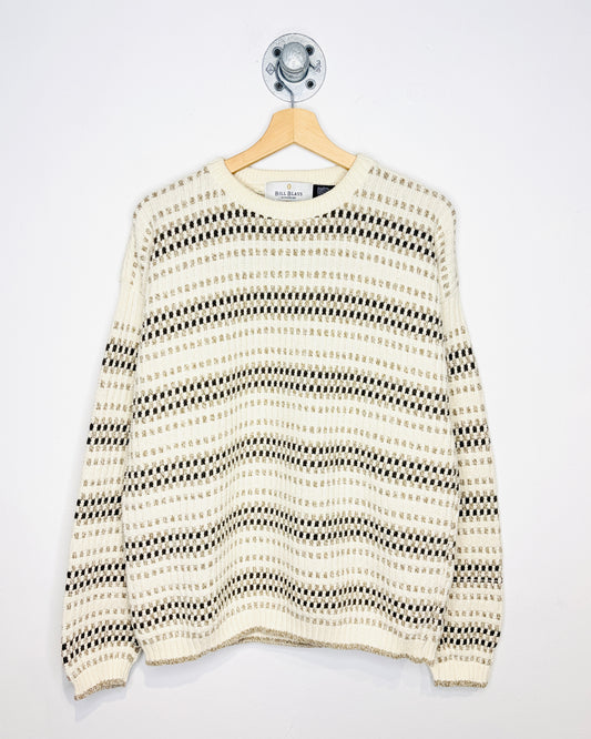 Vintage 90s Bill Blass Cream Textured Knit Sweater