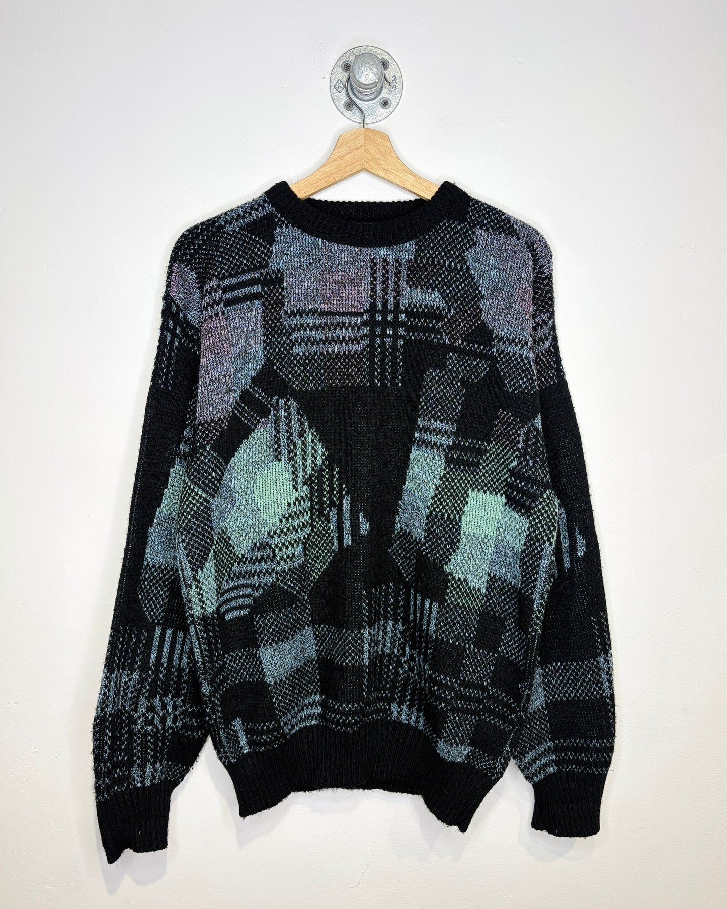Vintage 90s Le Tigre Patterned Black Sweater