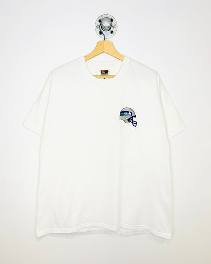 Vintage 90s Seattle Seahawks Miller Genuine Draft White Tee Shirt