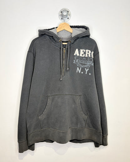 2000s Aeropostale NY Faded Black 1/4 Zip Hoodie