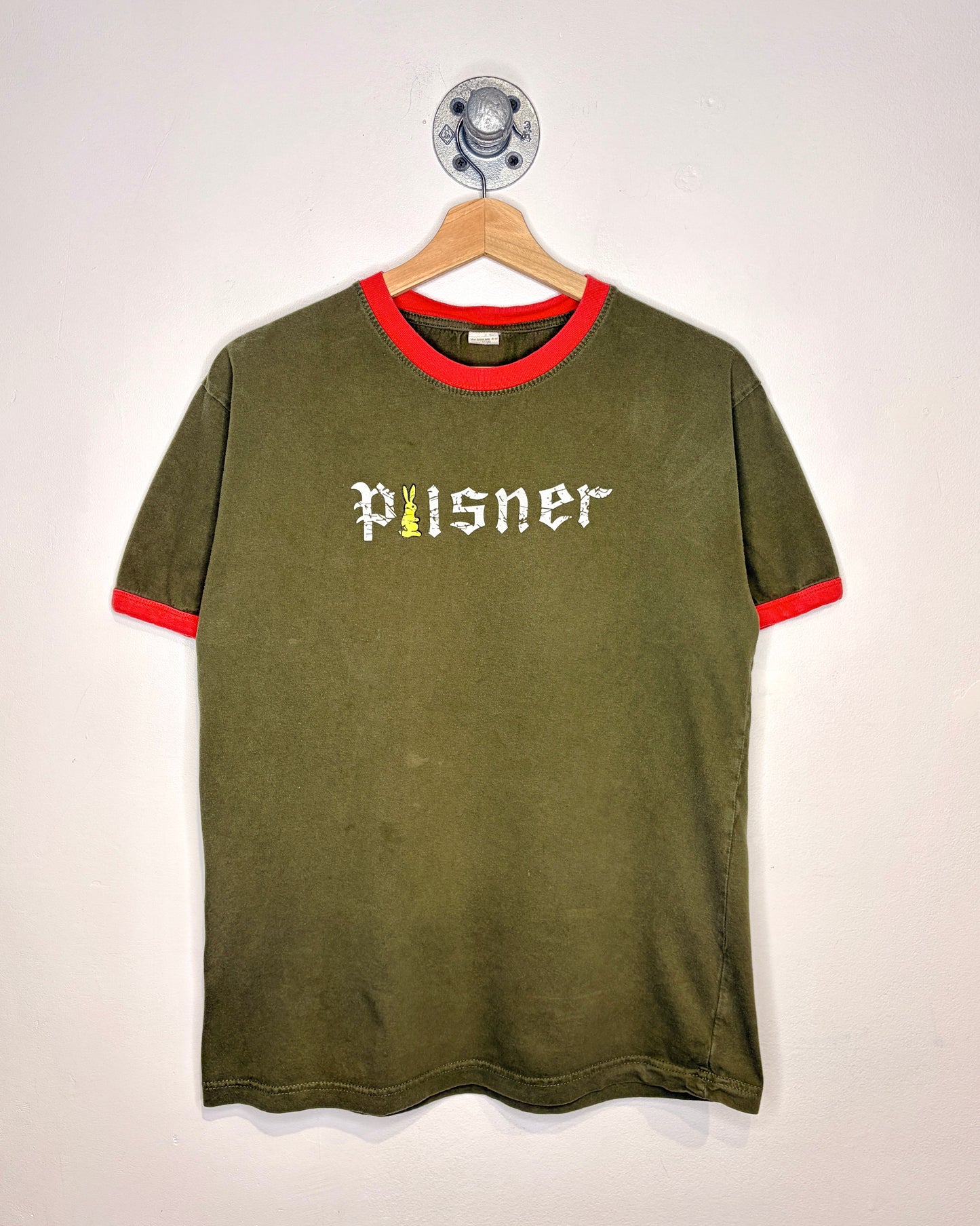2000s Pilsner Earth Tone Ringer Tee Shirt