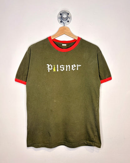 2000s Pilsner Earth Tone Ringer Tee Shirt