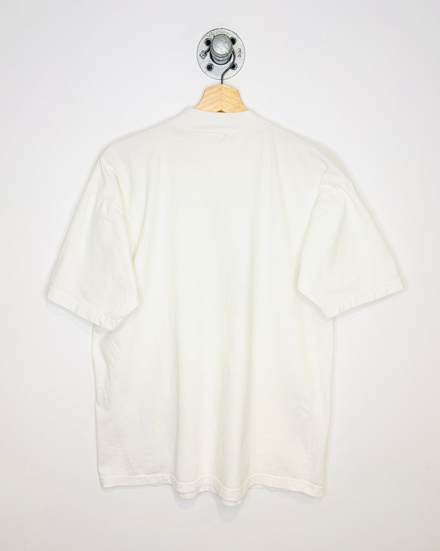 Vintage 90s Yazigi “We’ll Change The World.” White Mock Neck Tee Shirt