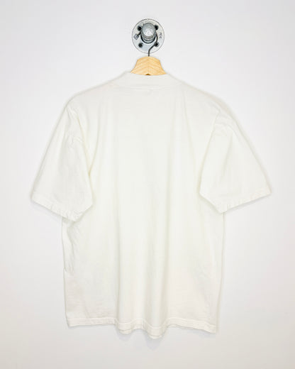 Vintage 90s Yazigi “We’ll Change The World.” White Mock Neck Tee Shirt
