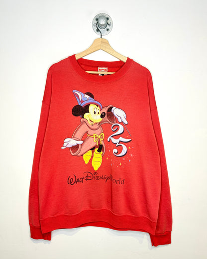 Vintage 90s Walt Disney World 25 Faded Red Crewneck Sweatshirt