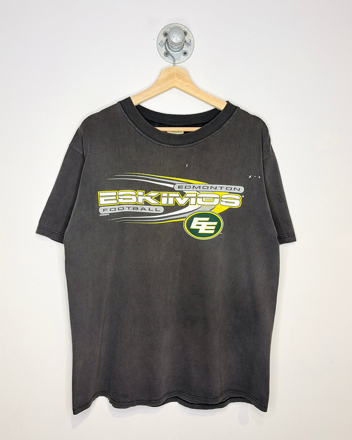 Vintage 90s Edmonton Football Faded Black Tee Shirt