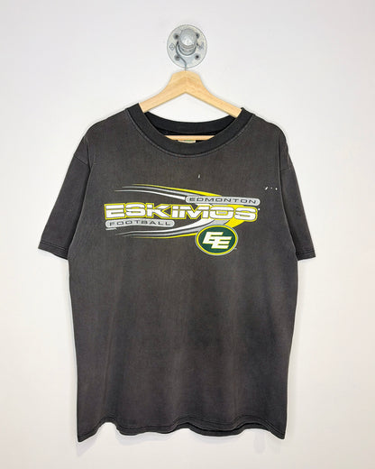 Vintage 90s Edmonton Football Faded Black Tee Shirt