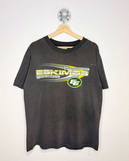 Vintage 90s Edmonton Football Faded Black Tee Shirt