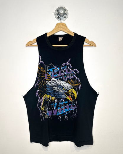 Vintage 1980s Feel The Wind Chopped Sleeveless Shirt