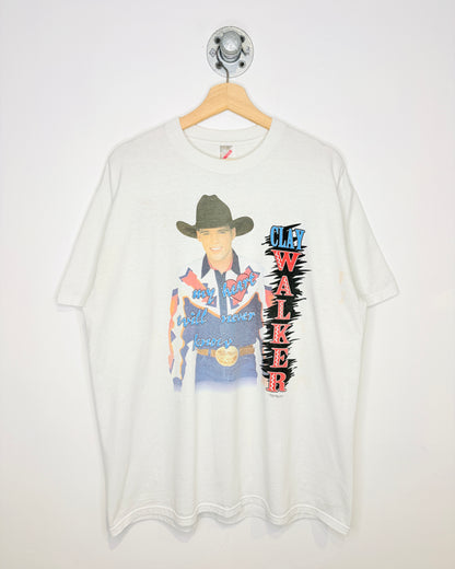 Vintage 1990s Clay Walker Graphic White Tee Shirt