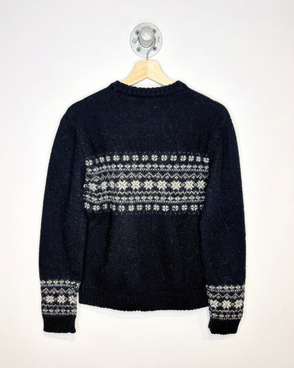 Vintage Jacob 100% Shetland Wool Navy Blue Sweater